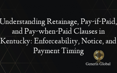 Understanding Retainage, Pay-if-Paid, and Pay-when-Paid Clauses in Kentucky: Enforceability, Notice, and Payment Timing