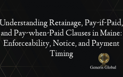 Understanding Retainage, Pay-if-Paid, and Pay-when-Paid Clauses in Maine: Enforceability, Notice, and Payment Timing