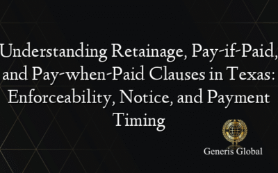 Understanding Retainage, Pay-if-Paid, and Pay-when-Paid Clauses in Texas: Enforceability, Notice, and Payment Timing