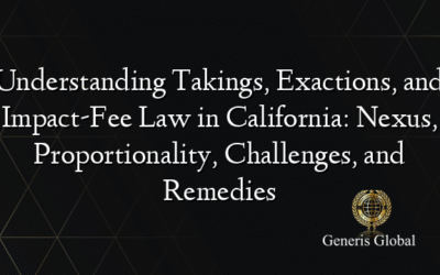 Understanding Takings, Exactions, and Impact-Fee Law in California: Nexus, Proportionality, Challenges, and Remedies