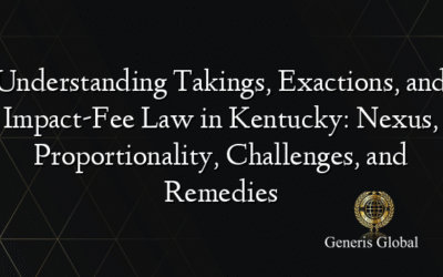 Understanding Takings, Exactions, and Impact-Fee Law in Kentucky: Nexus, Proportionality, Challenges, and Remedies