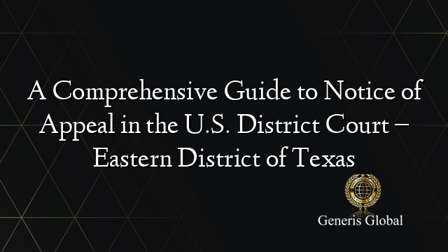 A Comprehensive Guide to Notice of Appeal in the U.S. District Court ...